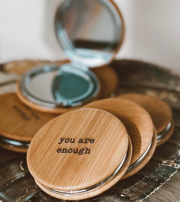 Engraved Leatherette Compact Mirror